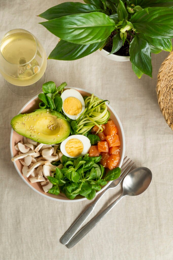 delicious high-protein egg mushroom salad with avocado