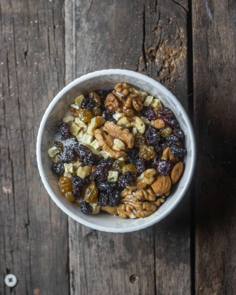 A bowl of nuts and berries is a favourite option as snack for people on ketosis