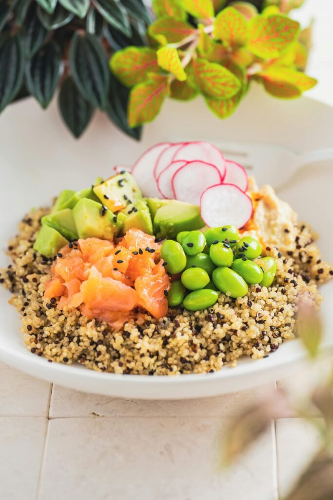 Healthy salad bowl for low-carb, high-protein keto snacks