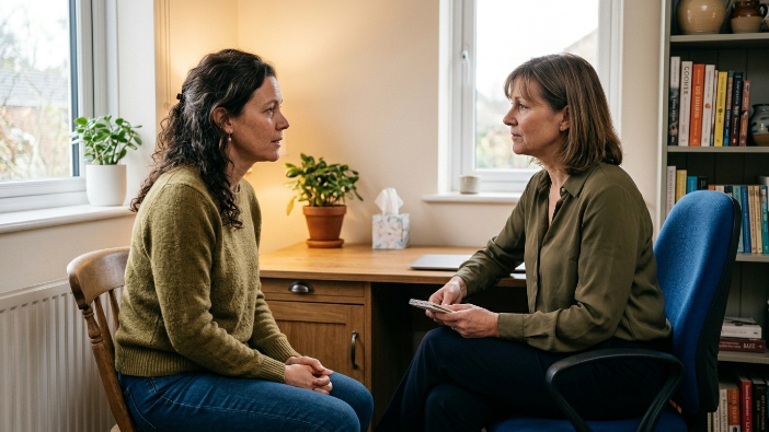 Woman discussing keto diet perimenopause symptoms relief options with her GP before starting
