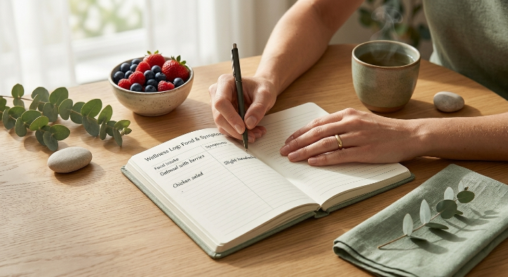 Tracking food and skin changes as part of managing PCOS acne with diet
