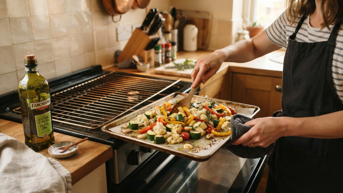 Preparing low carb vegetables for a Mediterranean keto meal
