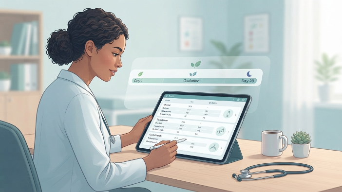 Woman reviewing PCOS lab results and hormone markers relevant to insulin resistance and lean PCOS