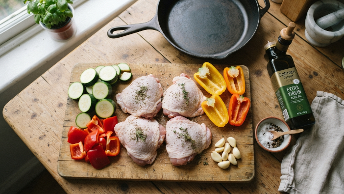 Ingredients prepped for an easy keto one pan dinner