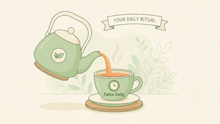 Illustration showing a twice daily spearmint tea routine