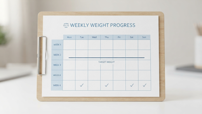 keto PCOS plateau timeline showing a stalled weight loss chart over several weeks